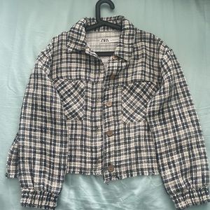 Zara cropped plaid jacket